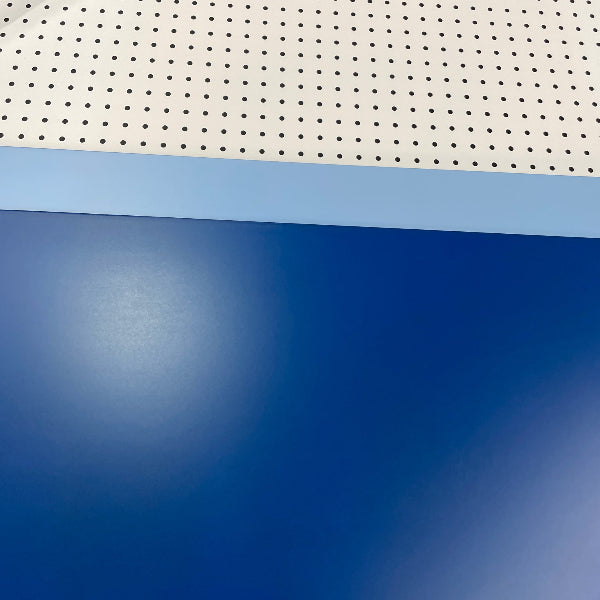 Blue, dark blue and polkadot panels