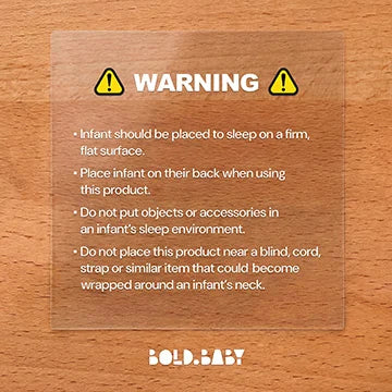 The mandatory safe-sleep warning symbol and wording required on Australian cots and in online listings under the Consumer Goods (Infant Products) Information Standard 2024