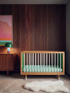 Side view of the Green and Mint Bold Baby Cot