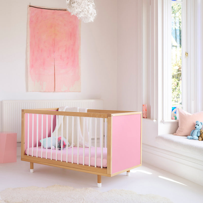 Bold Baby Cot - Pink and Green
