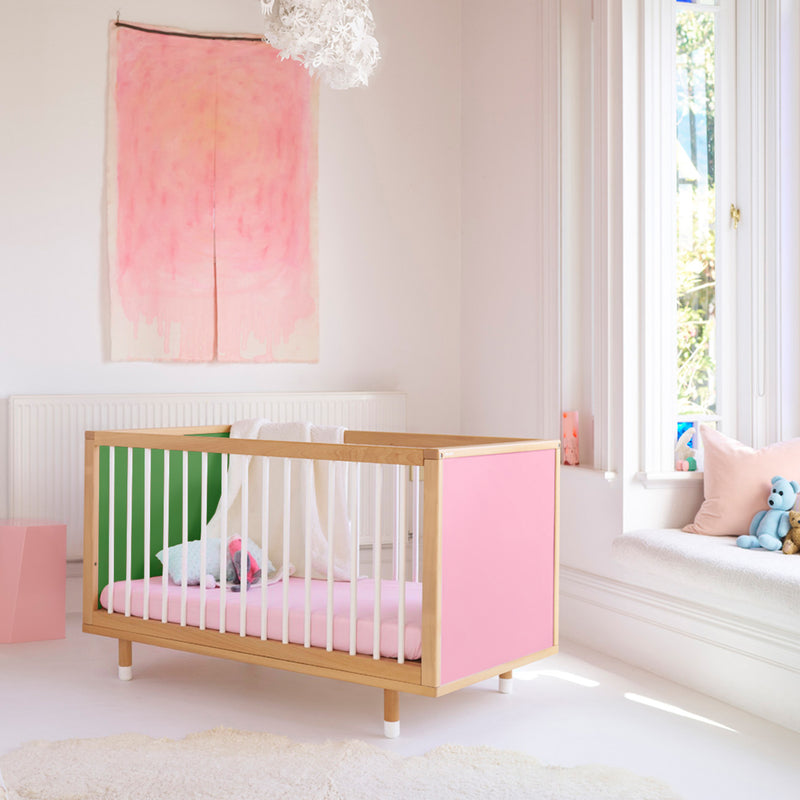 Bold Baby Cot - Pink and Green