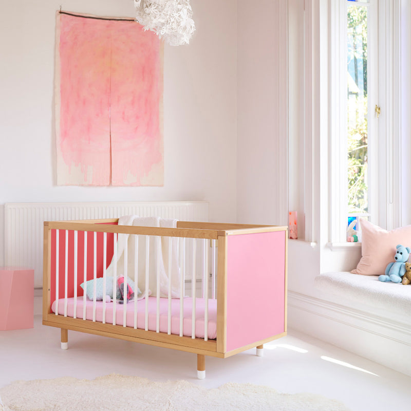 Bold Baby Cot - Pink + Red