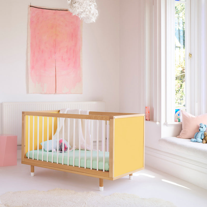 Bold Baby Cot - Yellow and Mint