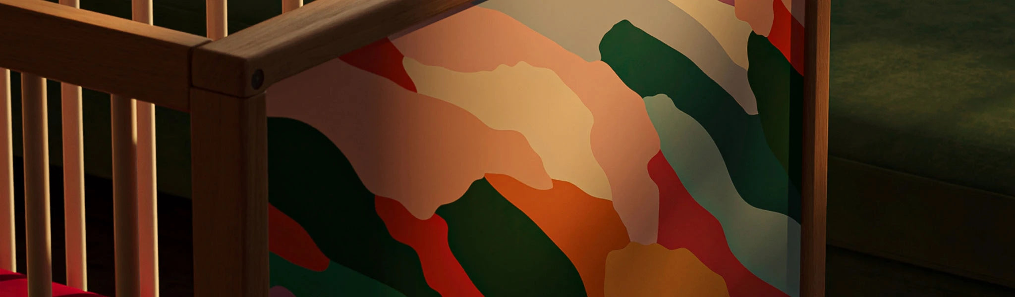 Colorful abstract painting on a wooden surface