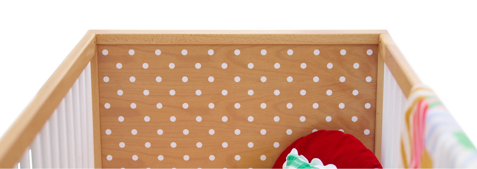 Inside of a baby cot